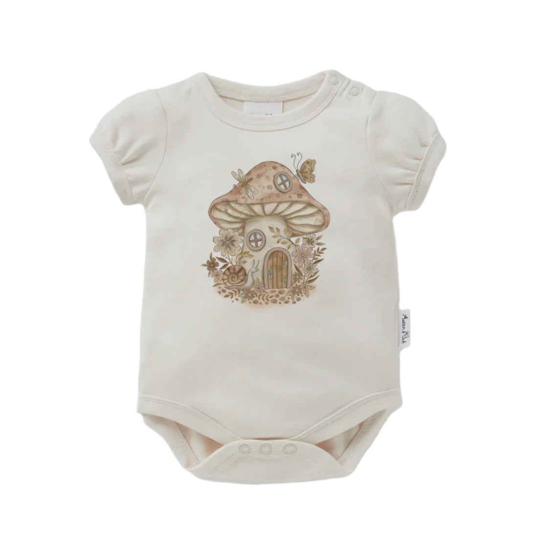 Mushroom House Print Onesie || Natural | Aster & Oak