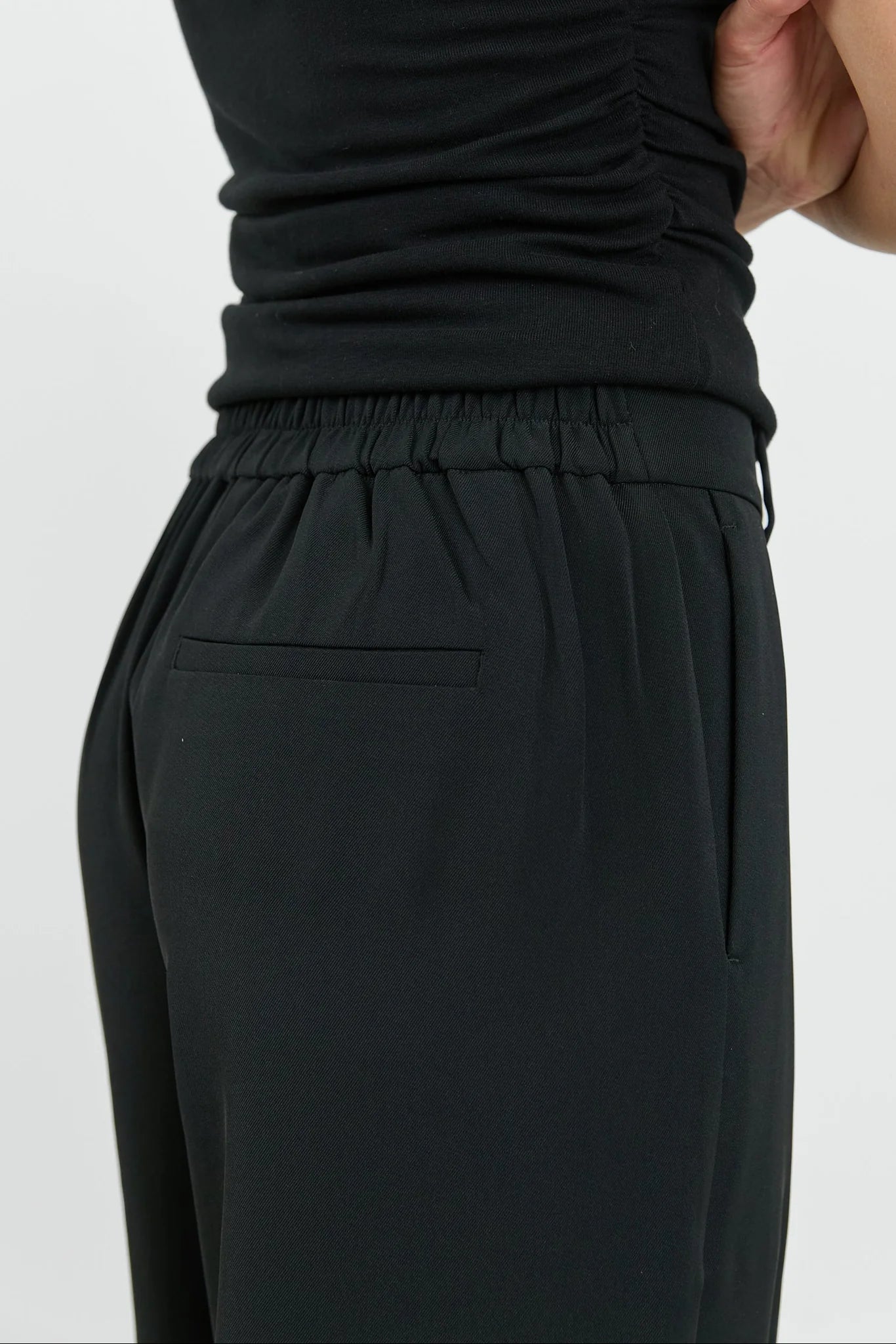 Business Black Wide Leg Pleat Front Pants | Among The Brave