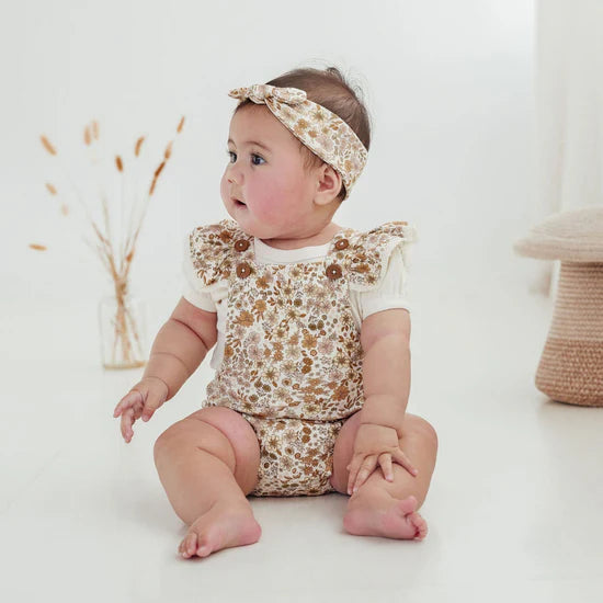Bailey Floral Flutter Playsuit || Natural | Aster & Oak