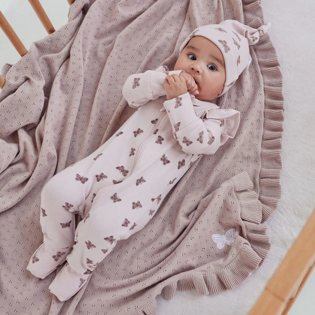 BUTTERFLY RIB ZIP ROMPER || Pink | Aster & Oak
