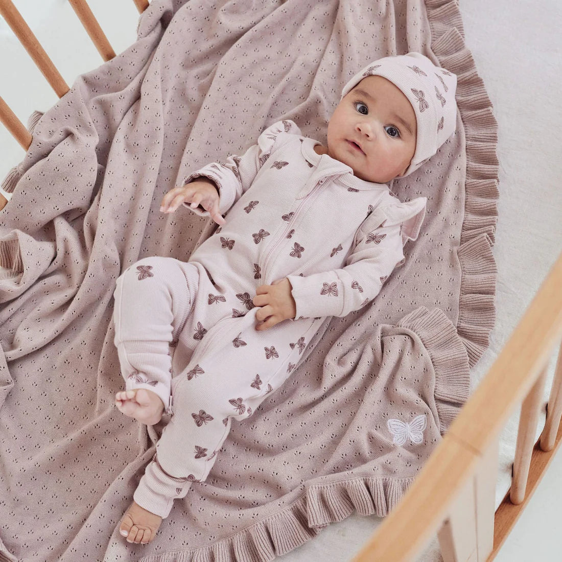 BUTTERFLY RIB ZIP ROMPER || Pink | Aster & Oak