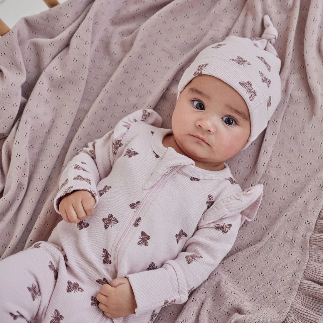 BUTTERFLY RIB ZIP ROMPER || Pink | Aster & Oak
