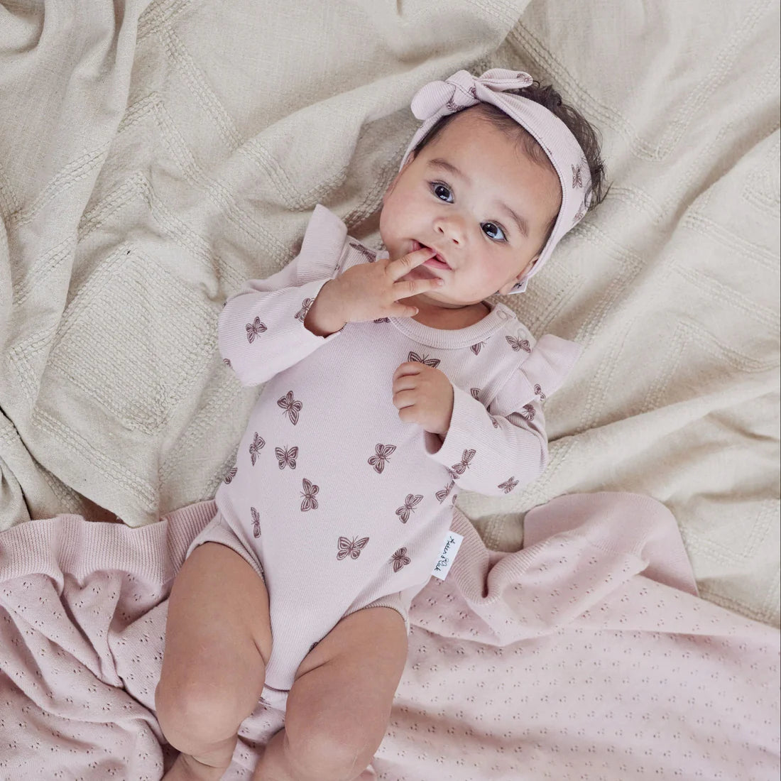 BUTTERFLY RIB FLUTTER ONESIE || Violet | Aster & Oak
