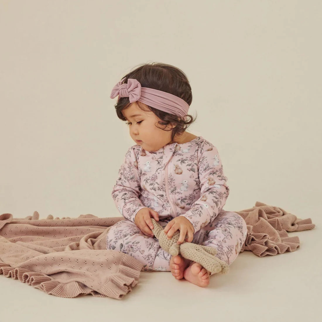 BUNNY FRIENDS ZIP ROMPER || Pink | Aster & Oak