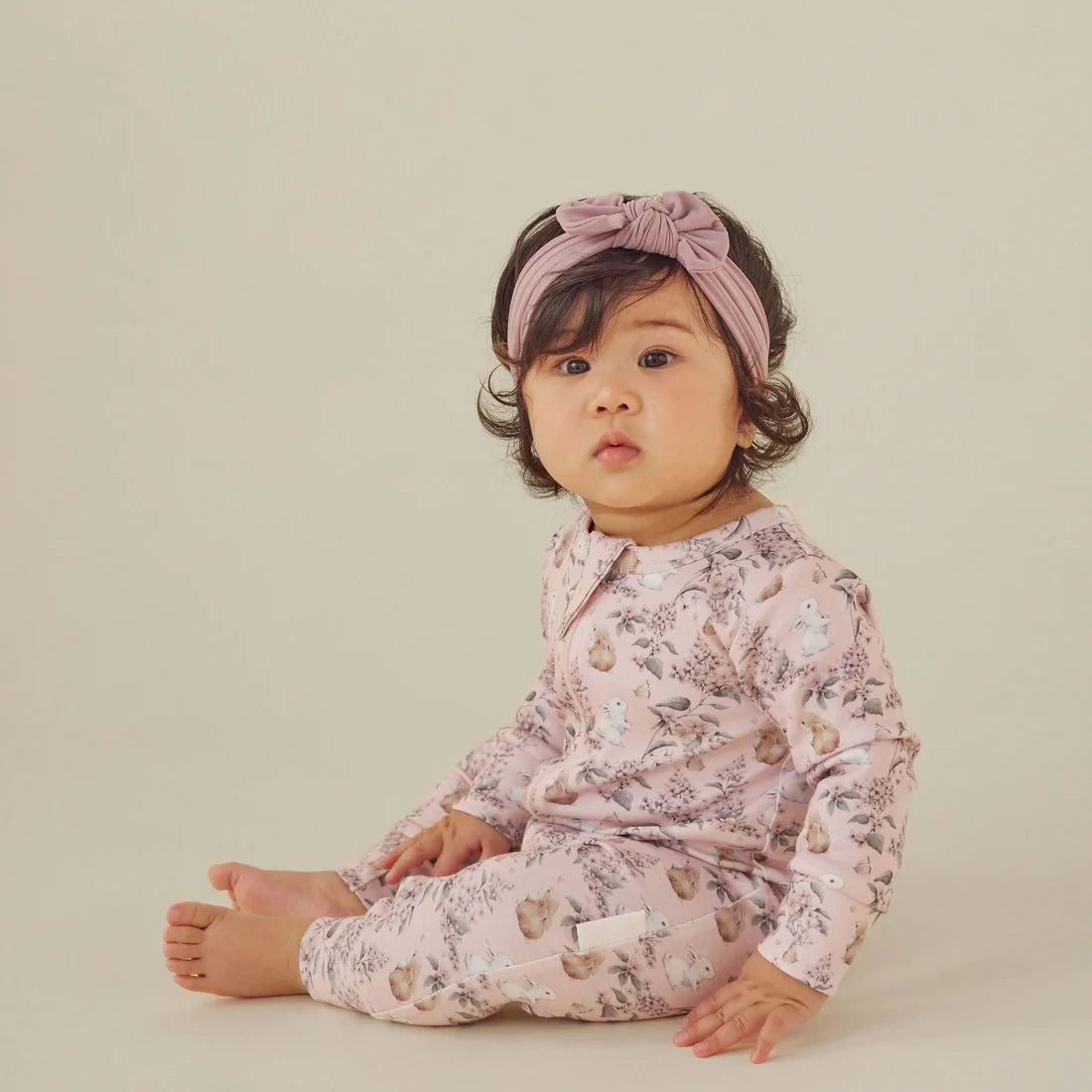 BUNNY FRIENDS ZIP ROMPER || Pink | Aster & Oak
