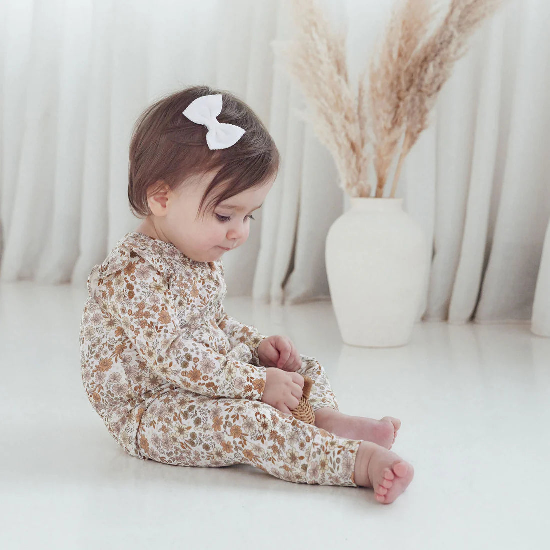 Bailey Floral Zip Romper || Natural | Aster & Oak