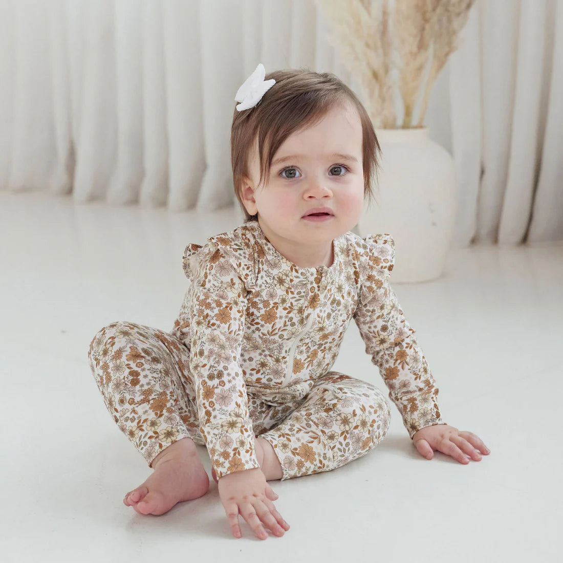 Bailey Floral Zip Romper || Natural | Aster & Oak