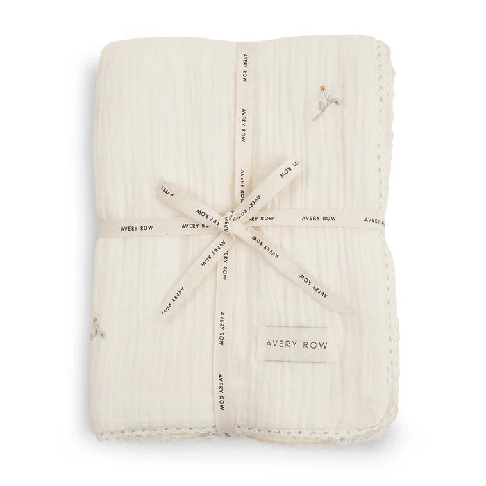 Embroidered Muslin Blanket | Avery Row