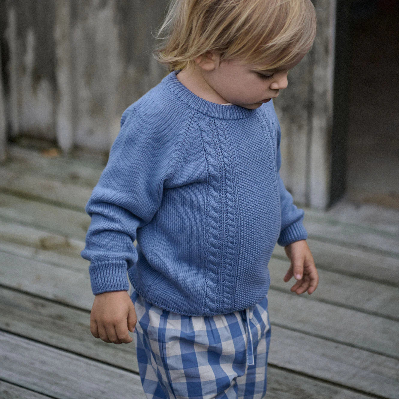 BILLY JUMPER - Dusky Blue Cable Knit | Nature Baby