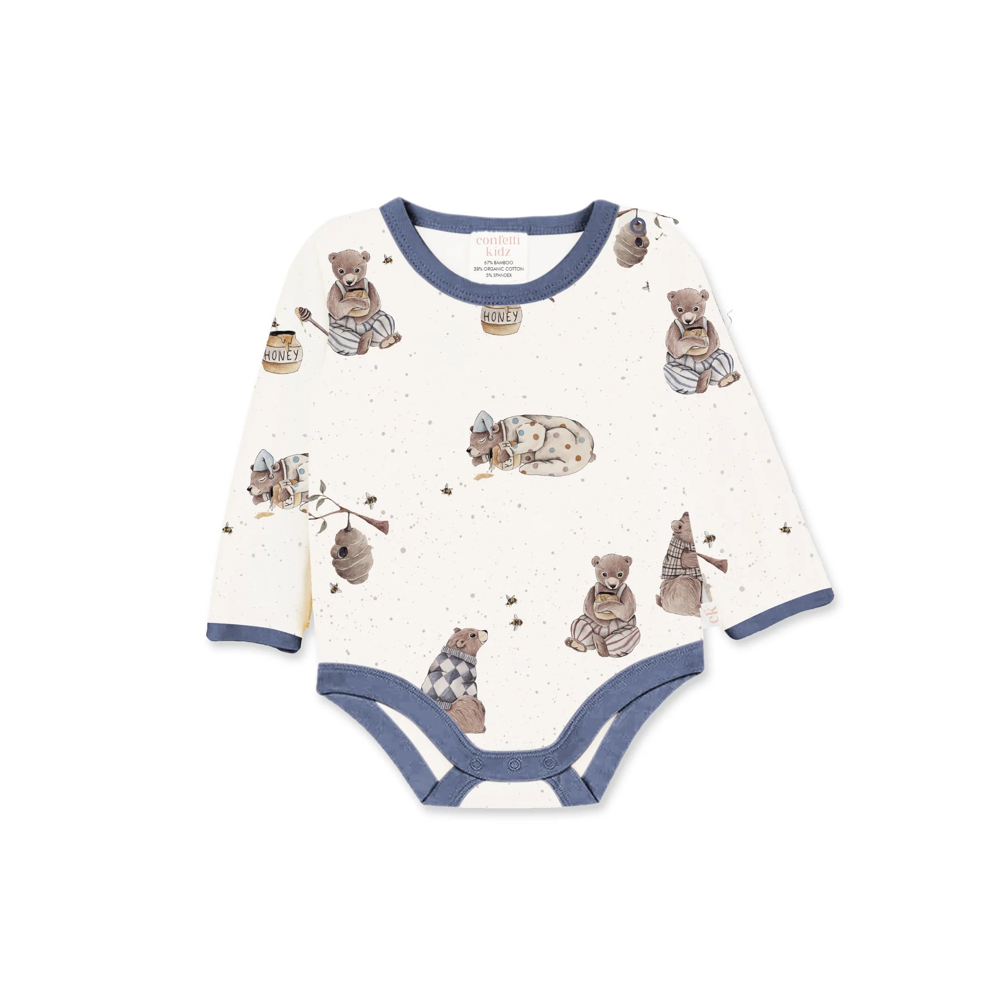 Long Sleeve Bodysuit || Honey Bears | Confetti Kidz