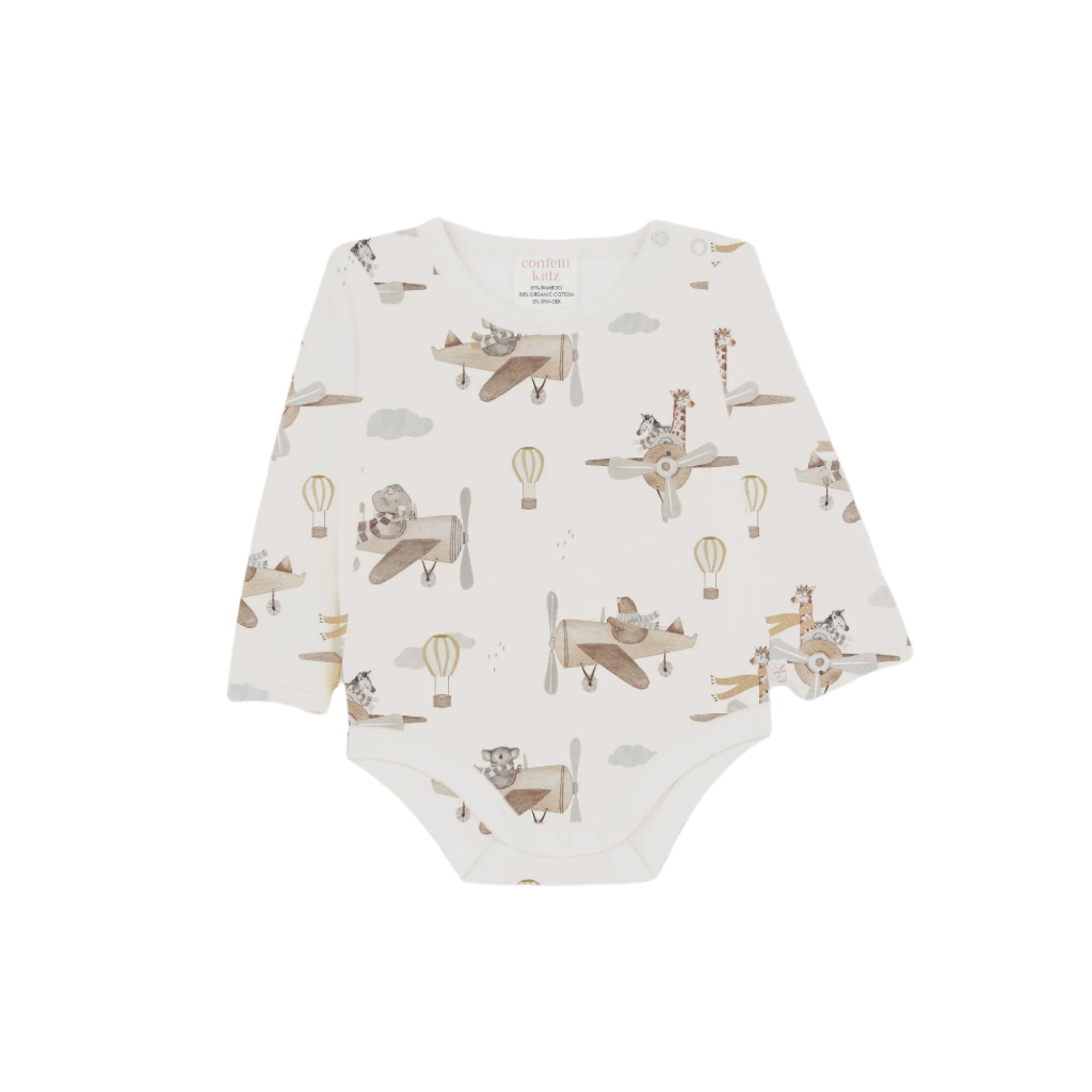 Long Sleeve Bodysuit || Up and Away | Confetti Kidz