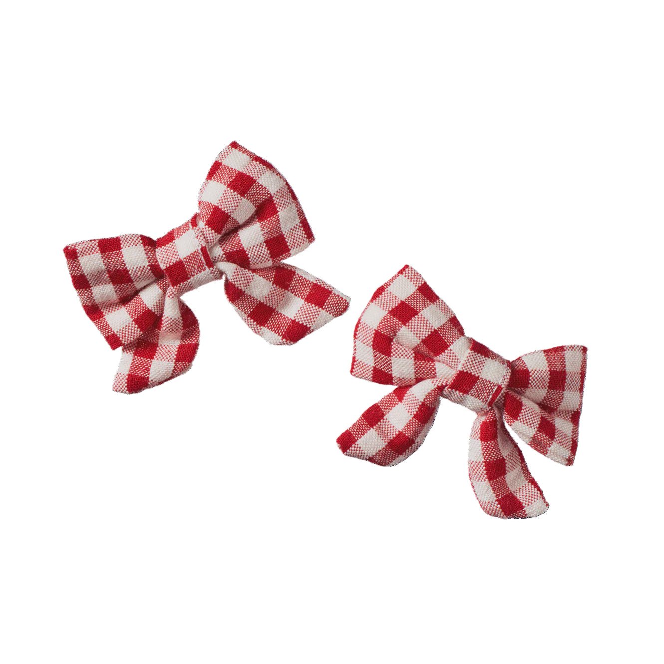 Small Bow Hair Clips | Red Check | Nature Baby