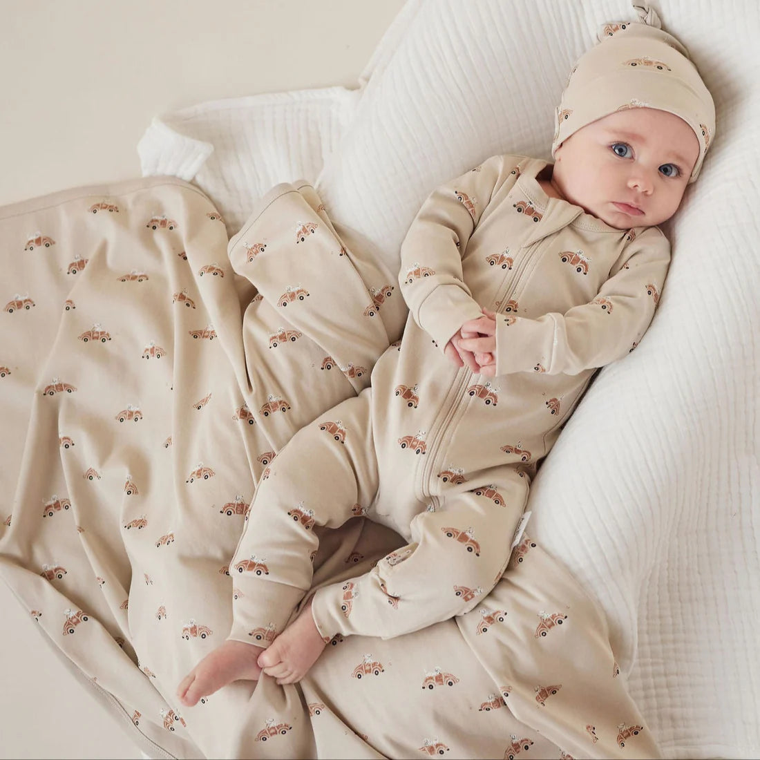 CLASSIC CAR ZIP ROMPER || Beige | Aster & Oak