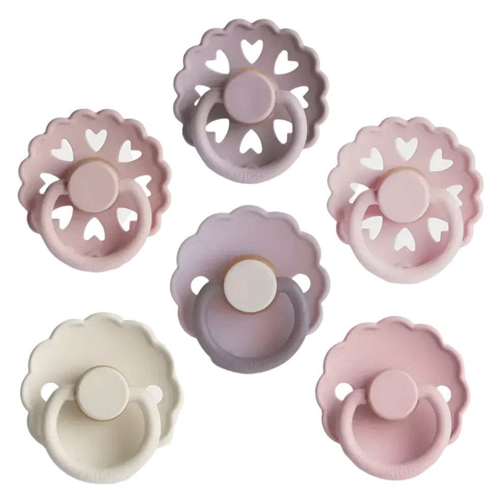 6-Pack Pacifiers - Round Latex - Blooming Love | Frigg