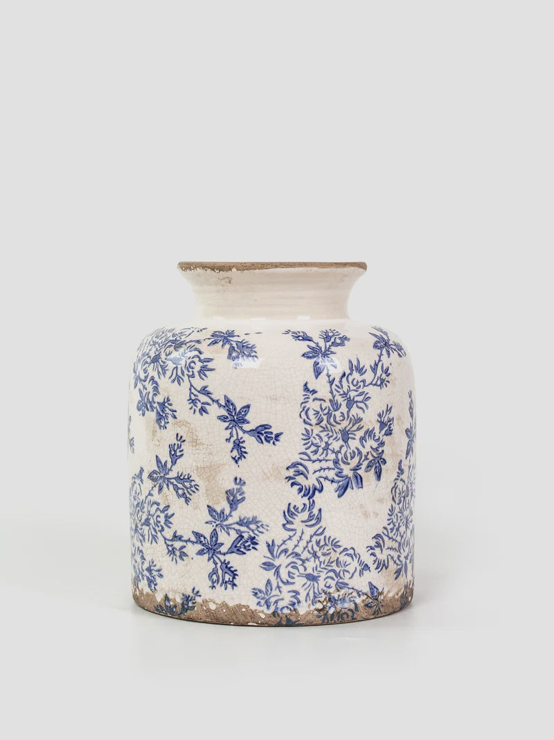 Blue Floral Vessel | French Country