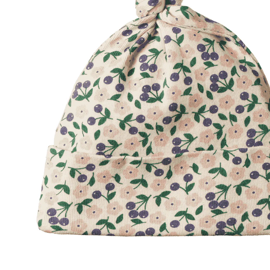 COTTON KNOTTED BEANIE - Briarwood Print | Nature Baby