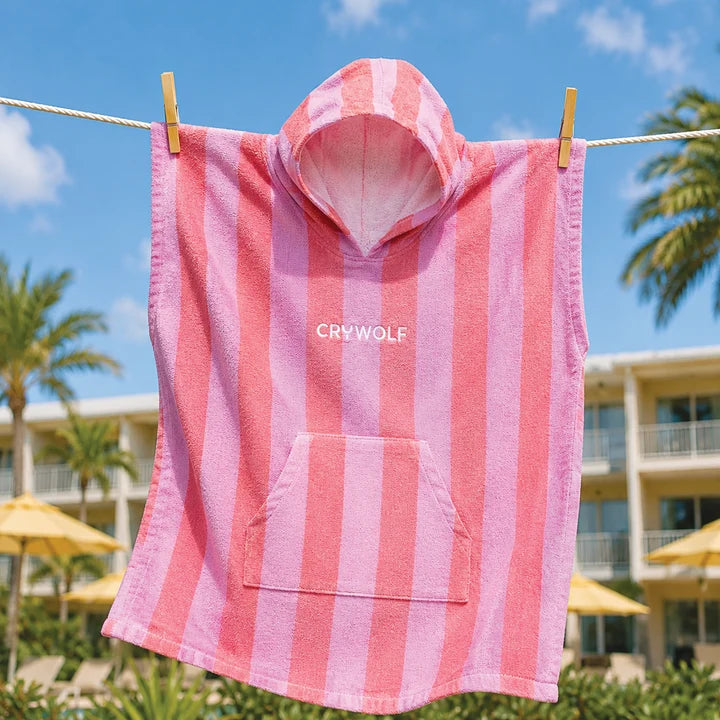 HOODED TOWEL - Flamingo Stripe | CRYWOLF