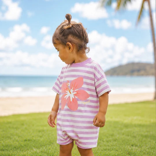 Sun Smart Romper - Hibiscus Stripe | CRYWOLF
