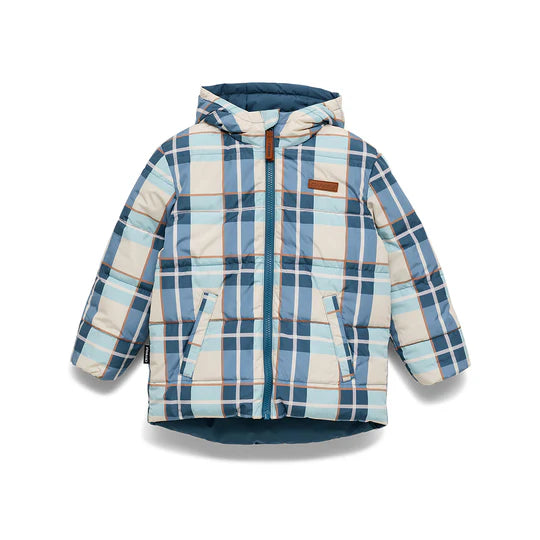 Reversible Eco-Puffer - Blue Plaid | Crywolf