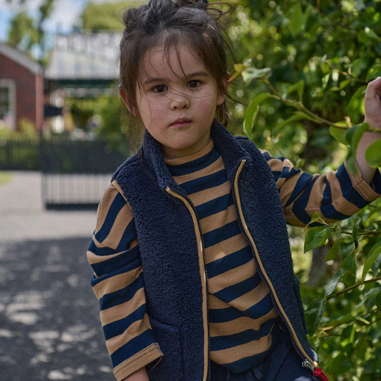 Turtle Neck - Navy/Caramel Stripe | Nature Baby
