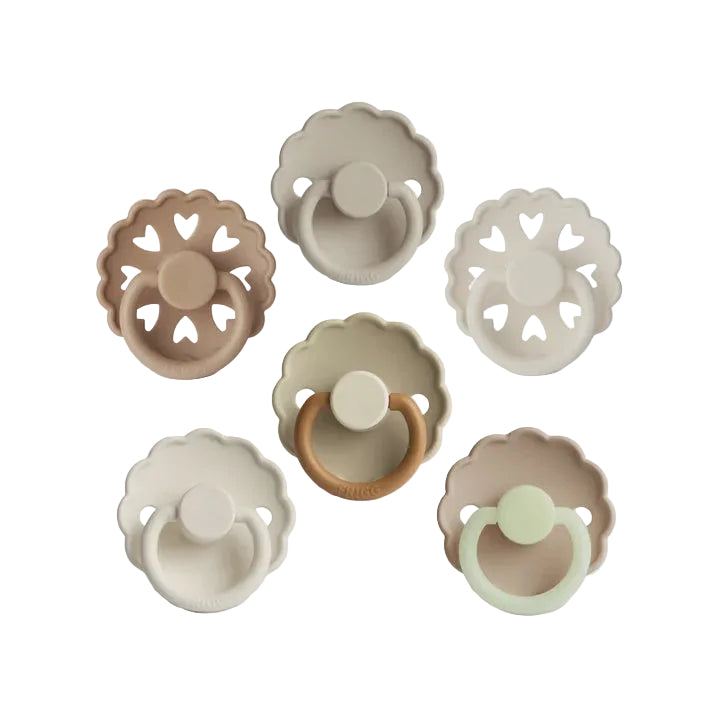 6-Pack Pacifiers - Round Latex - Cinnamon Charm | Frigg