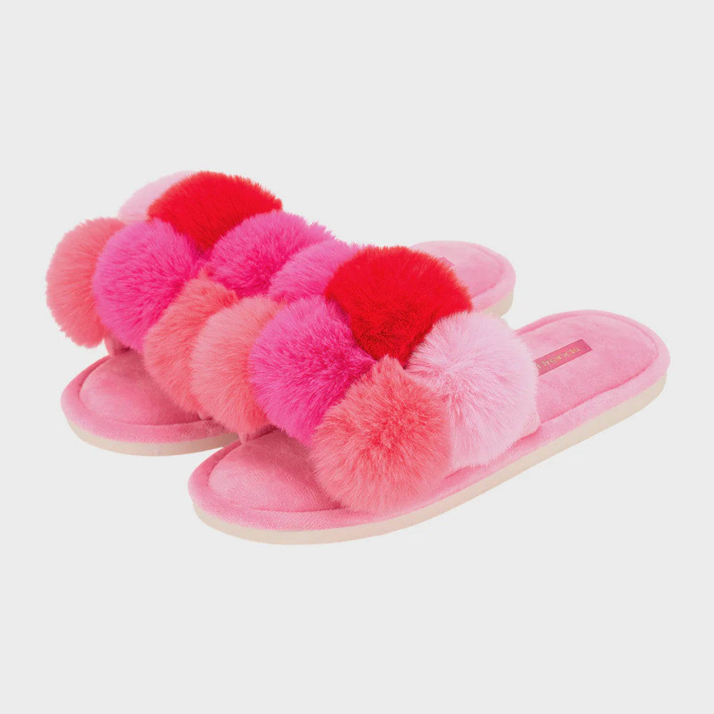 Pom Pom Slippers - Cosy Luxe - Multi Pink | Annabel Trends