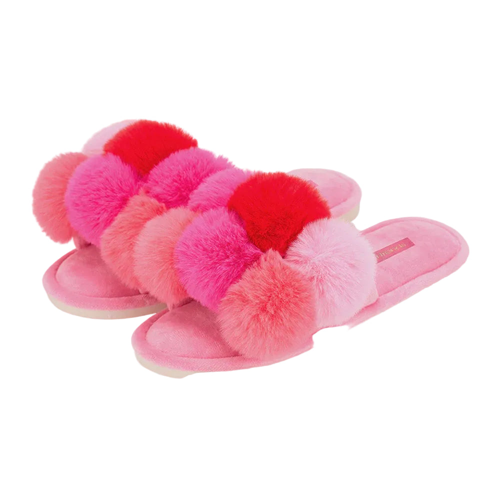 Pom Pom Slippers - Cosy Luxe - Multi Pink | Annabel Trends