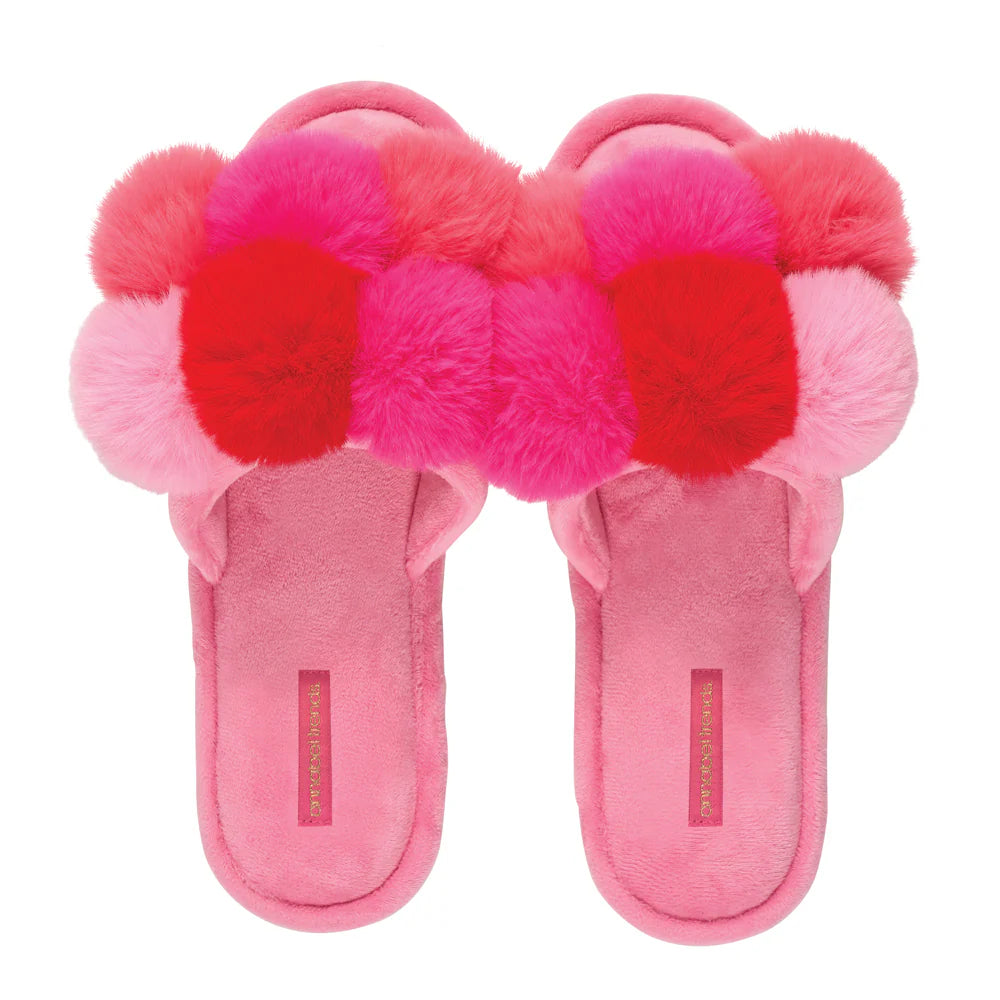 Pom Pom Slippers - Cosy Luxe - Multi Pink | Annabel Trends