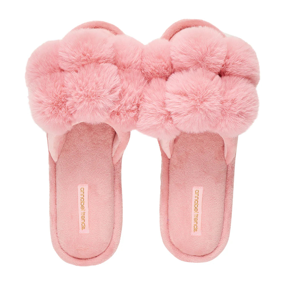 COSY LUXE Slippers Pom Pom - Pink Lemonade | Annabel Trends