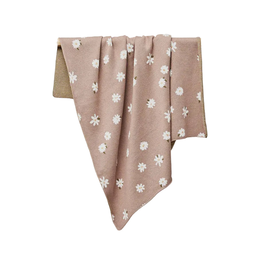 Daisy Blanket in Mushroom Organic Cotton | Over The Danelions
