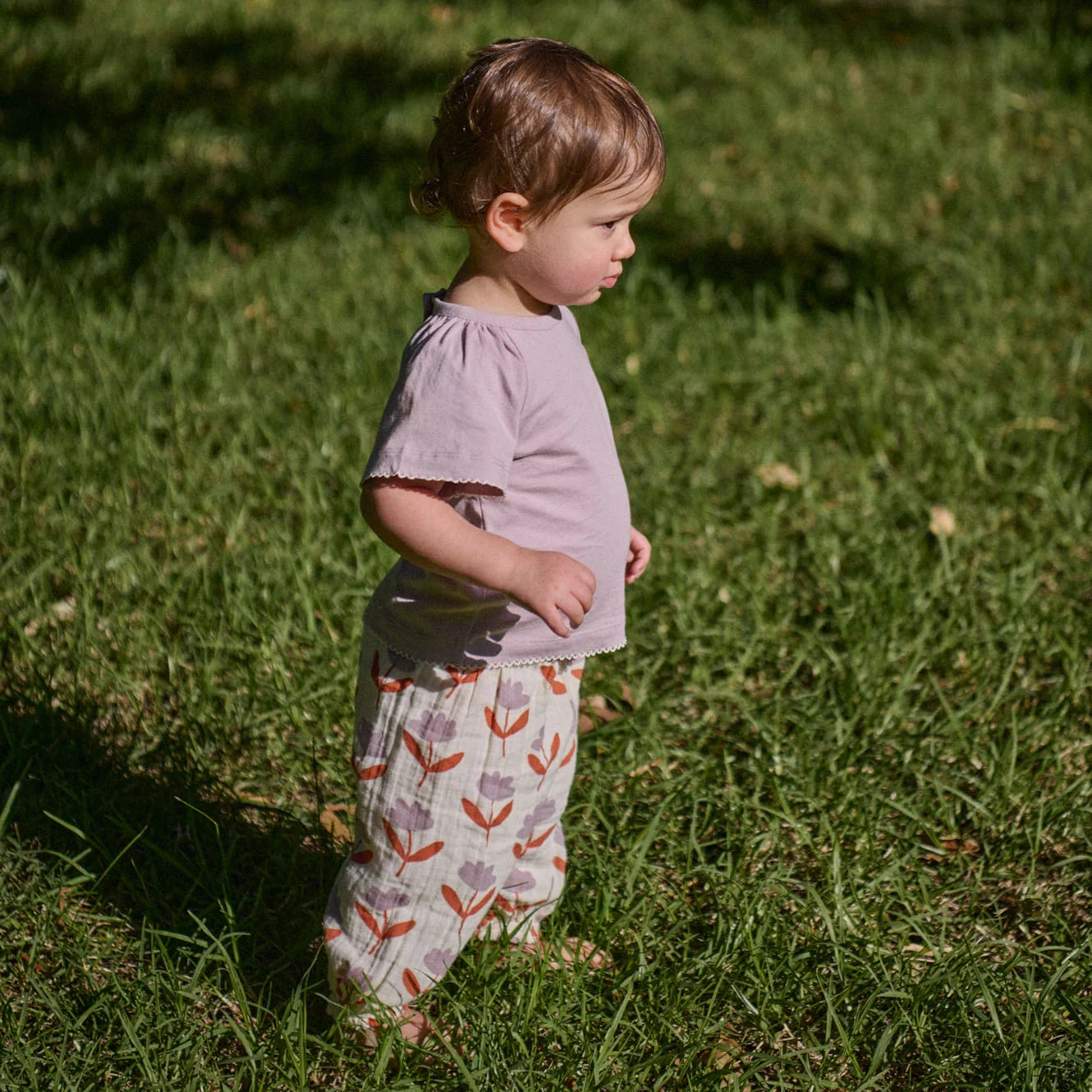 DAPHNE PANTS MUSLIN - Fleurette Print | Nature Baby