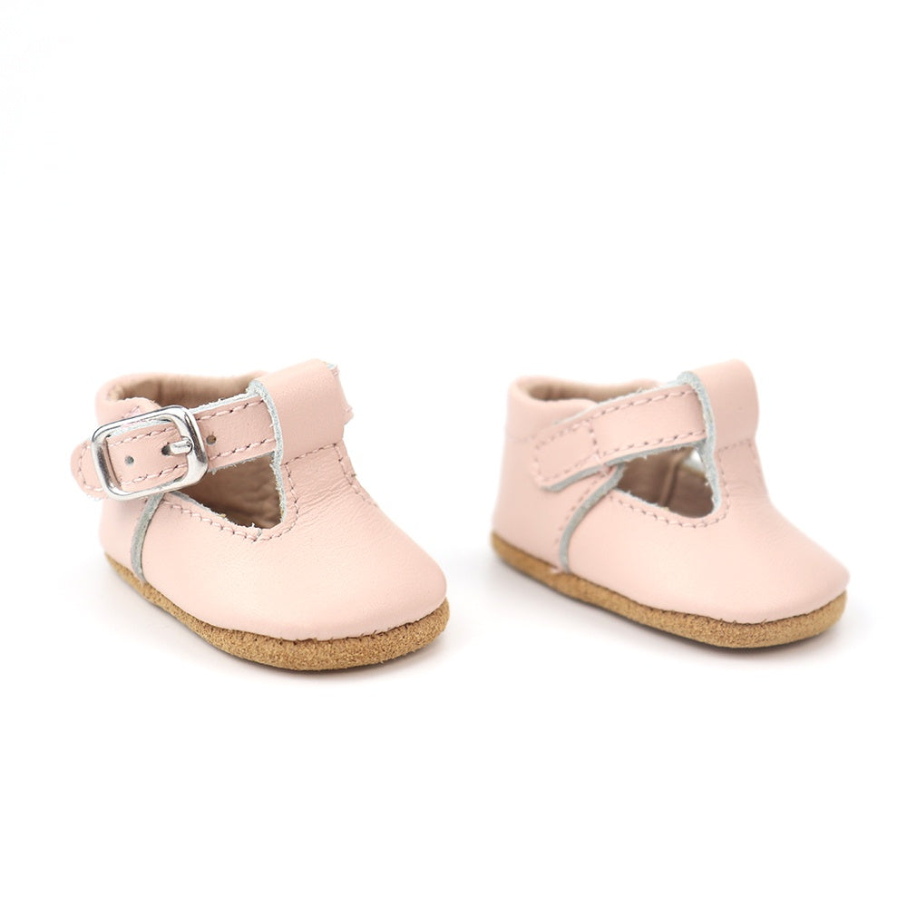 Leather Doll T Bar Shoes - Petal (for 38cm doll )| Burrow & Be