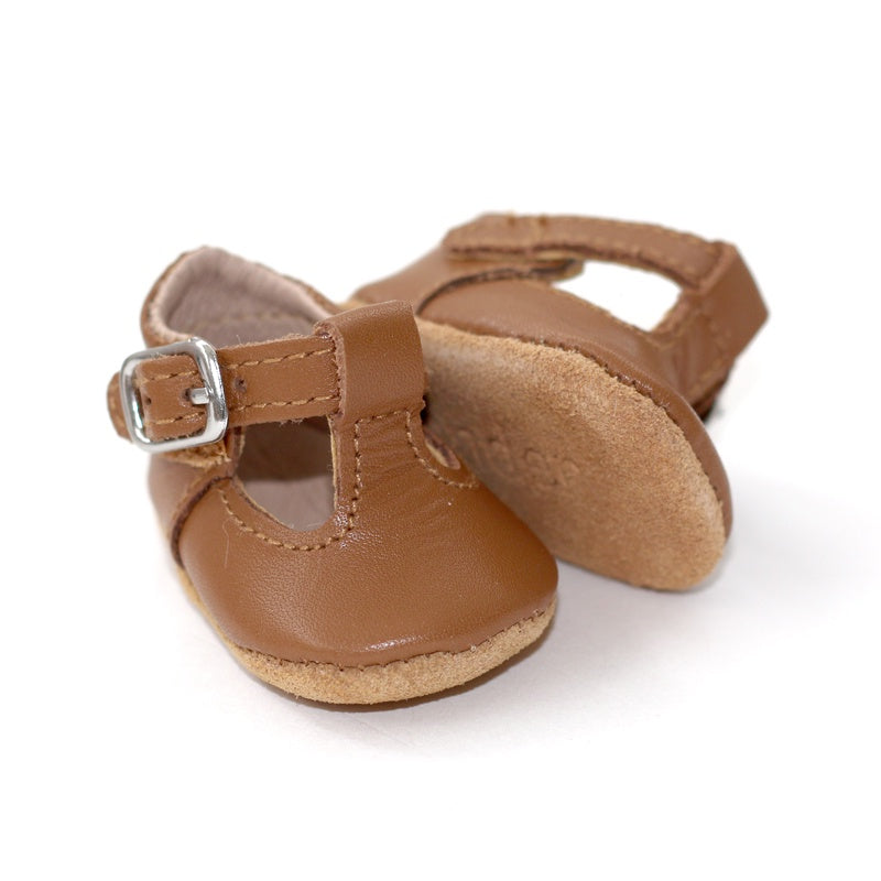 Leather Doll T Bar Shoes - Tan | Burrow & Be