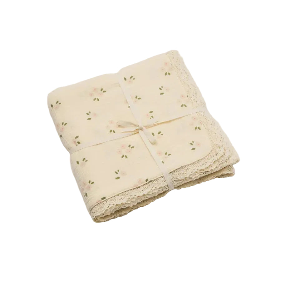 Organic Muslin Blanket - Daisy with Lace | Over The Dandeli