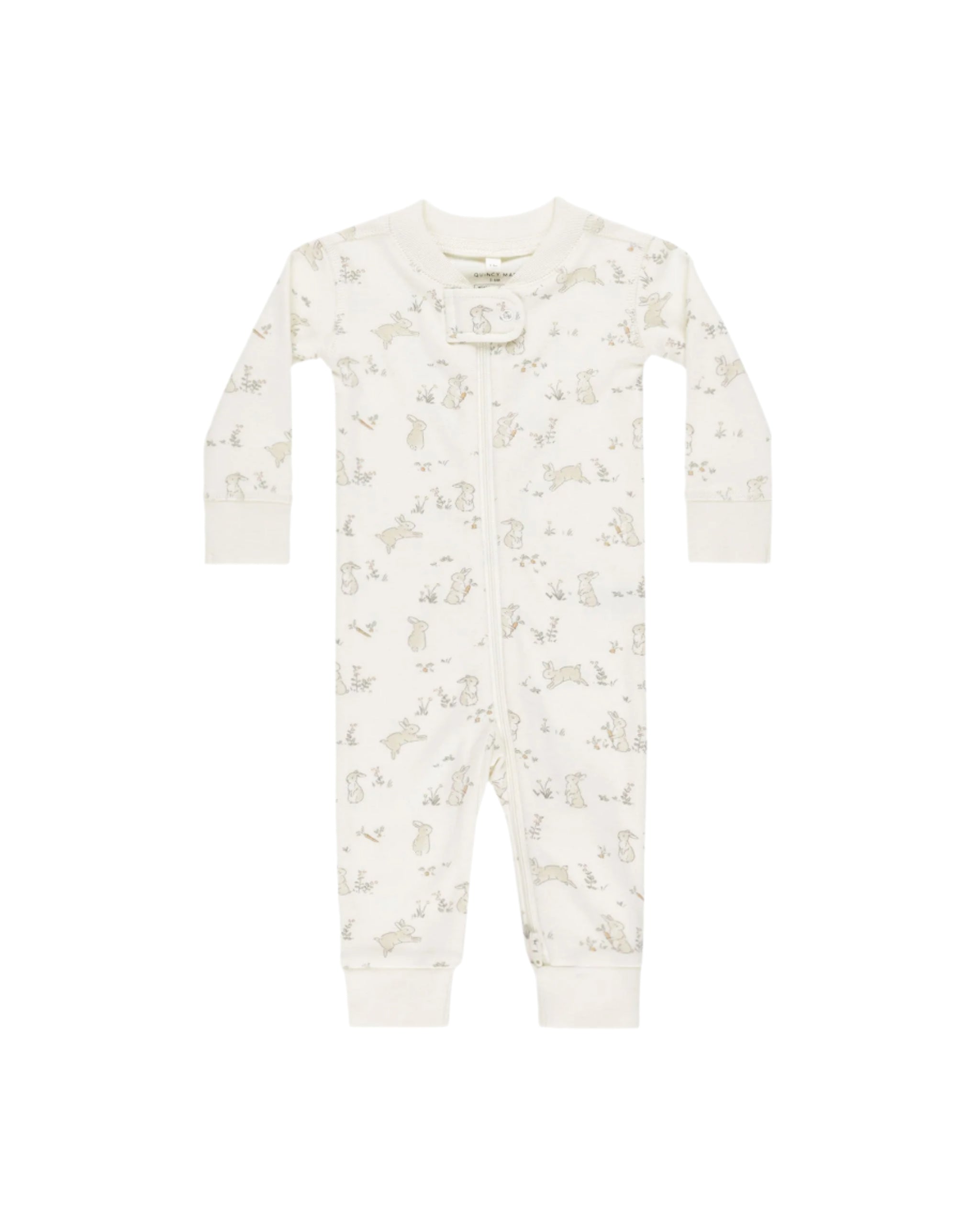 Zip Longsleeve Sleeper || Bunnies - IVORY | Quincy Mae