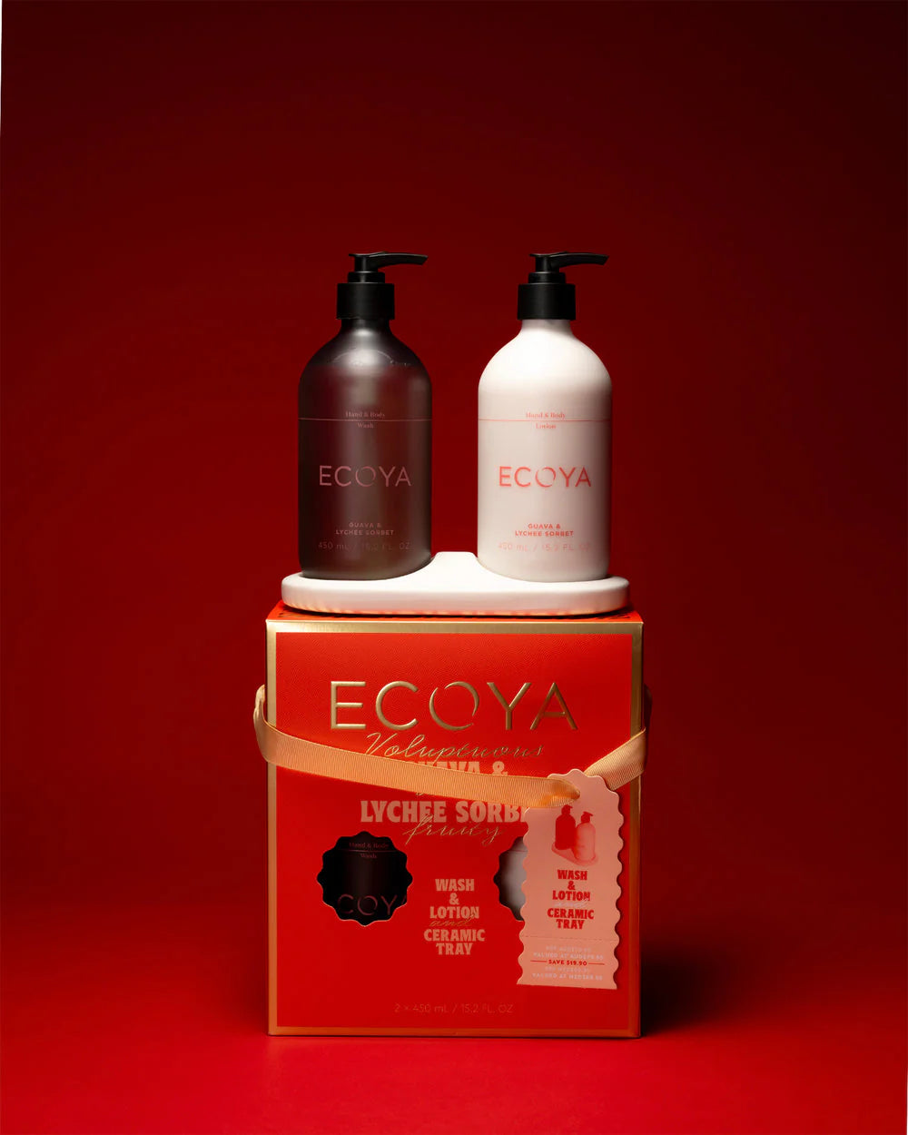 Guava & Lychee Sorbet Bathroom Gift Set Holiday Collection | Ecoya