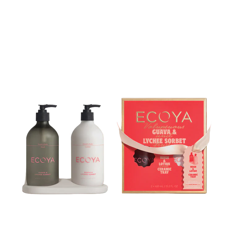 Guava & Lychee Sorbet Bathroom Gift Set Holiday Collection | Ecoya
