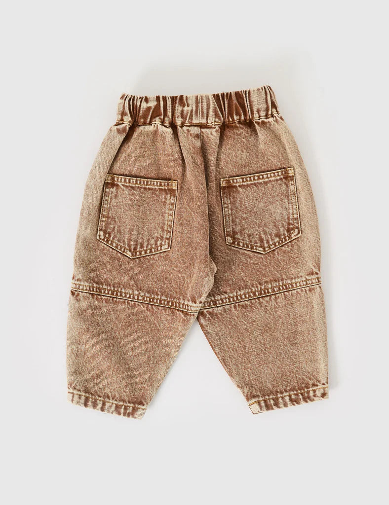 DREW DENIM POCKET PANT BROWN | Goldie + Ace