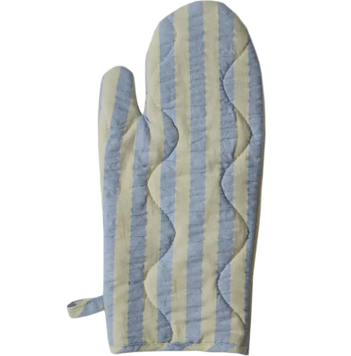 Butter Blue Seersucker Oven Mitt | Mosey Me