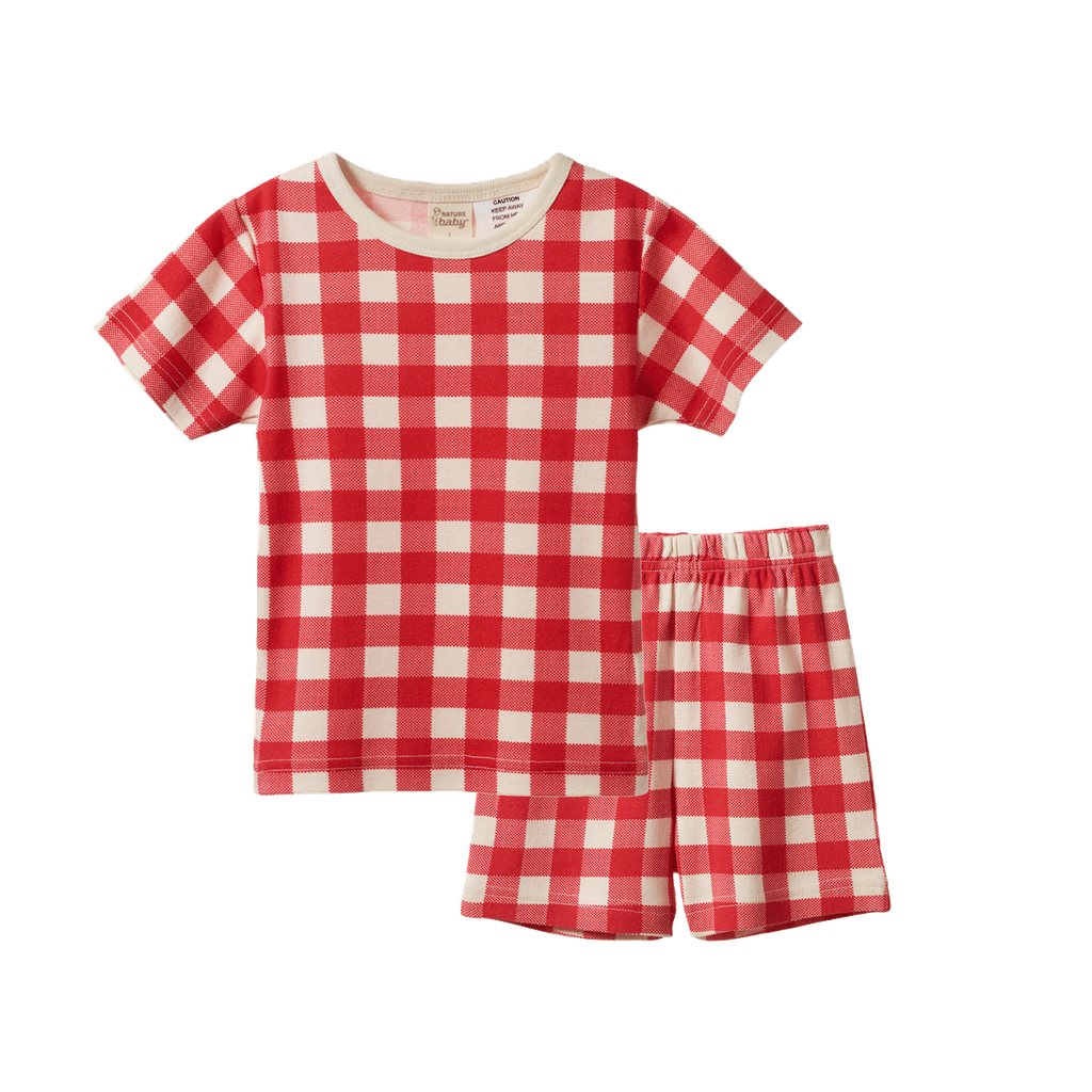 SHORTIE PYJAMA SET - Red Crispin Check | Nature Baby
