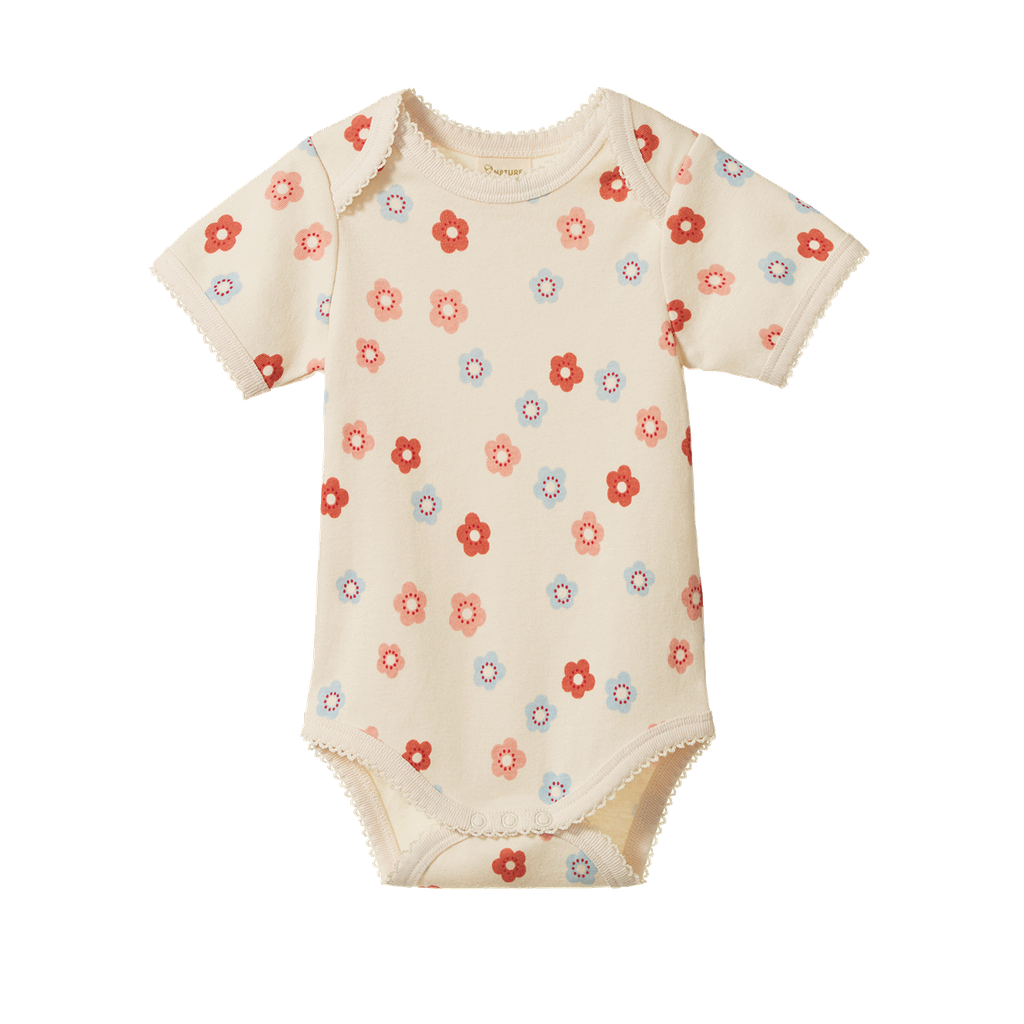 SHORT SLEEVE BODYSUIT - Petite Flora Stamp Print | Nature Baby