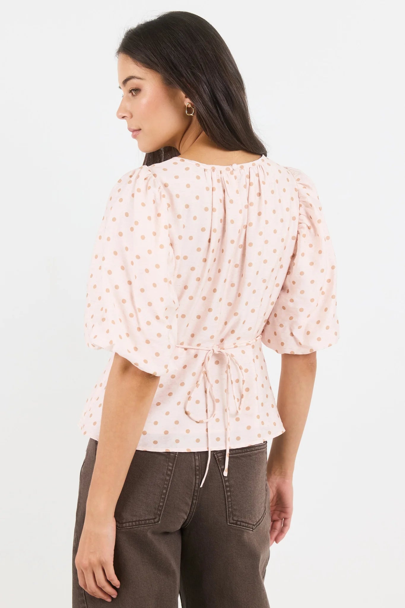 Eventual Blush Polka Dot Mid Sleeve Fit and Flare Top - Blush Polka Dot | Stories Be Told