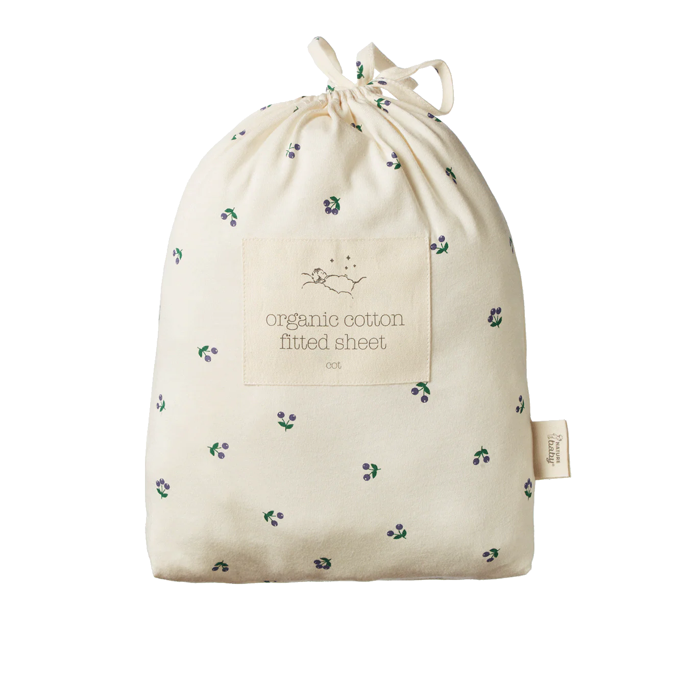 Fitted Sheet Jersey - Winter Berry Print - Cot | Nature Baby