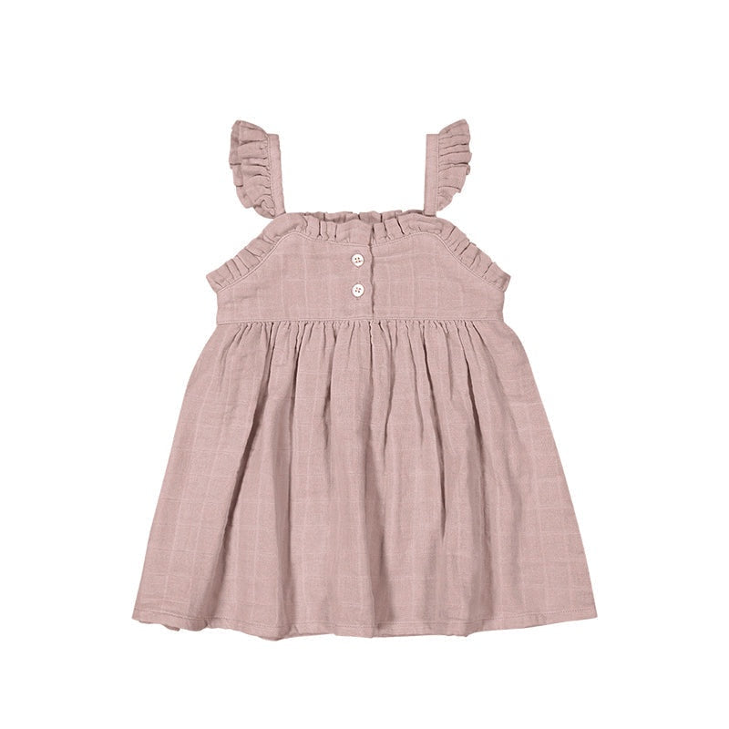 Organic Cotton Muslin Gemima Dress - Mauve Shadow Jamie Kay