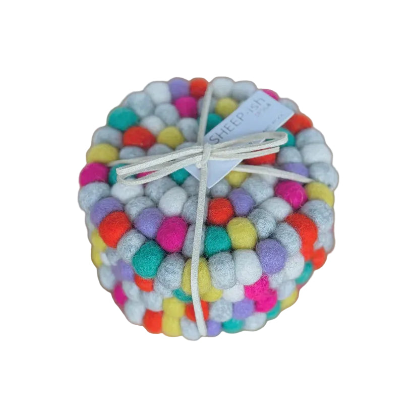 Felt Ball Coasters - set of 4 - Bright Multi | SHEEP-ish