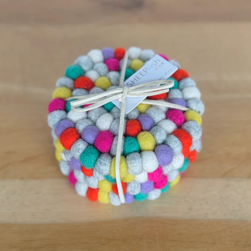 Felt Ball Coasters - Set of 4 - Bright Multi | SHEEP-ish