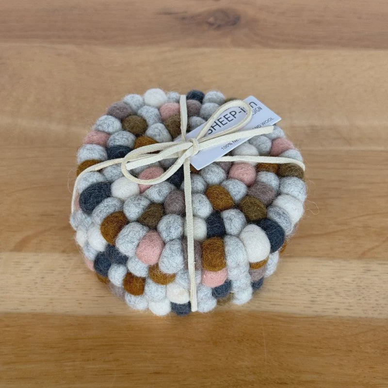 Felt Ball Coasters - Set of 4 - Earthy Multi | SHEEP-ish
