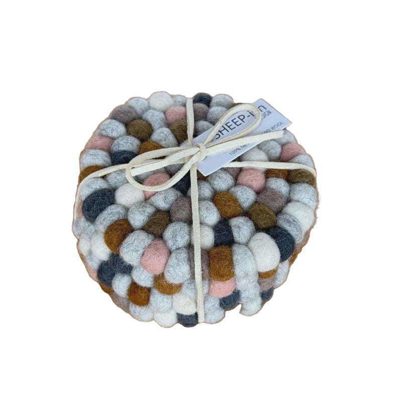 Felt Ball Coasters - Set of 4 - Earthy Multi | SHEEP-ish