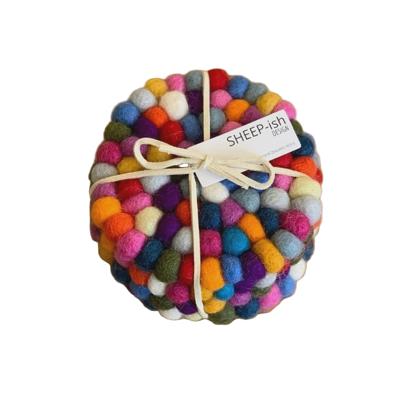 Felt Ball Coasters - Set of 4 - Rainbow | SHEEP-ish