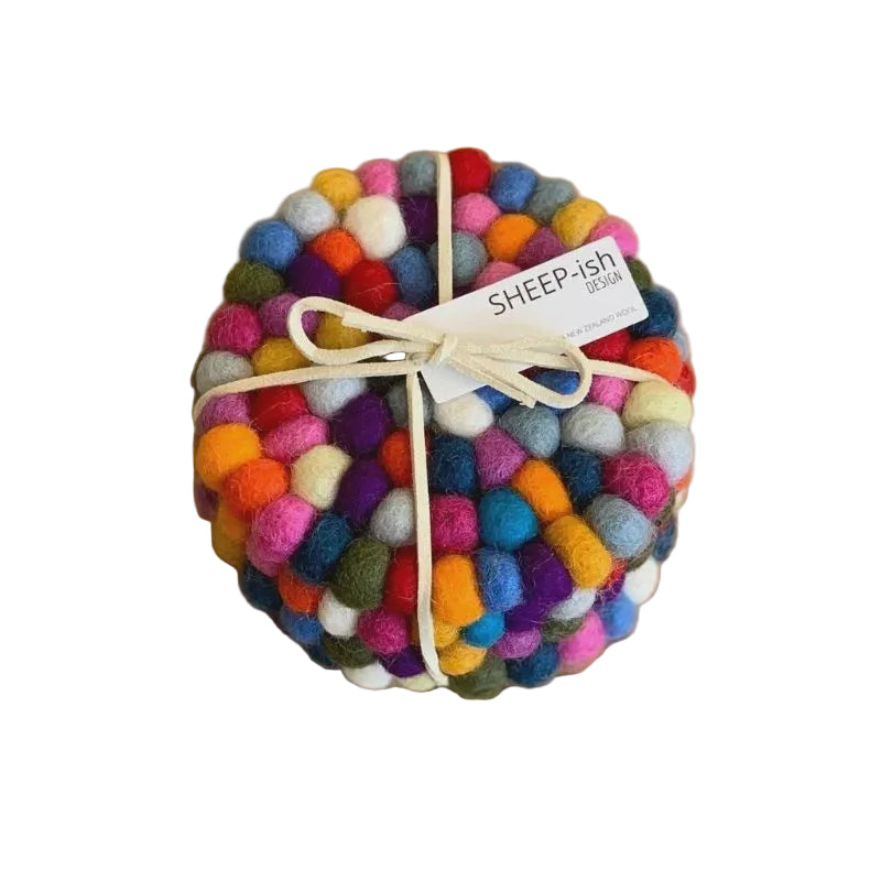 Felt Ball Coasters - set of 4 - Rainbow | SHEEP-ish